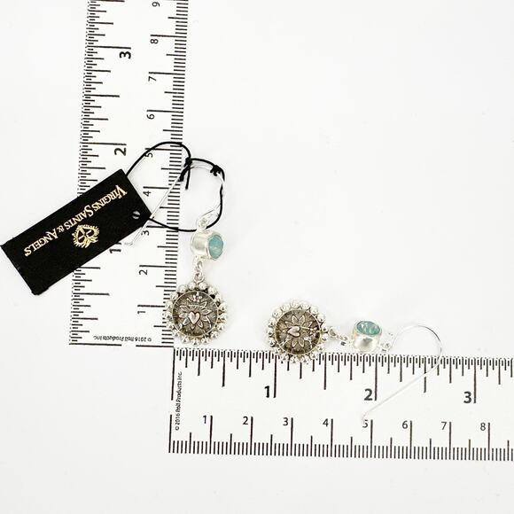 VIRGINS SAINTS & ANGELS VSA Magdalena Sacred Heart Earrings Silver Pacific Opal - Picture 8 of 8
